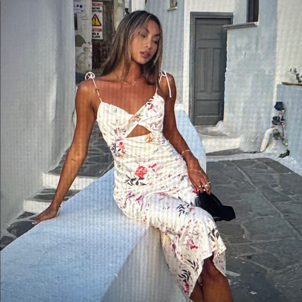 Hello Molly Delicate Bloom Satin Midi Dress - Size Small